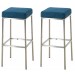 2er Set Barhocker Montreal 85 Stoff-blau-Edelstahl