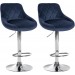 2er Set Barhocker Lazio Samt-blau-Chrom