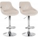 2er Set Barhocker Lazio Samt-creme-Chrom